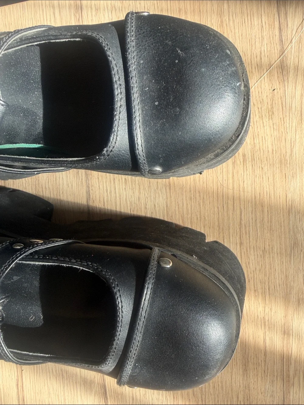 Black Platform Mary Jane Shoes with Buckle Straps